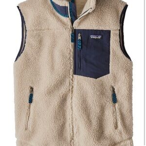 Patagonia Cream and Navy Fleece Vest
